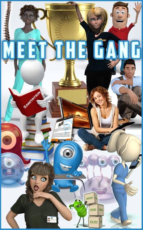 meet the gang at Texasceu, our fun 3d character used in classes